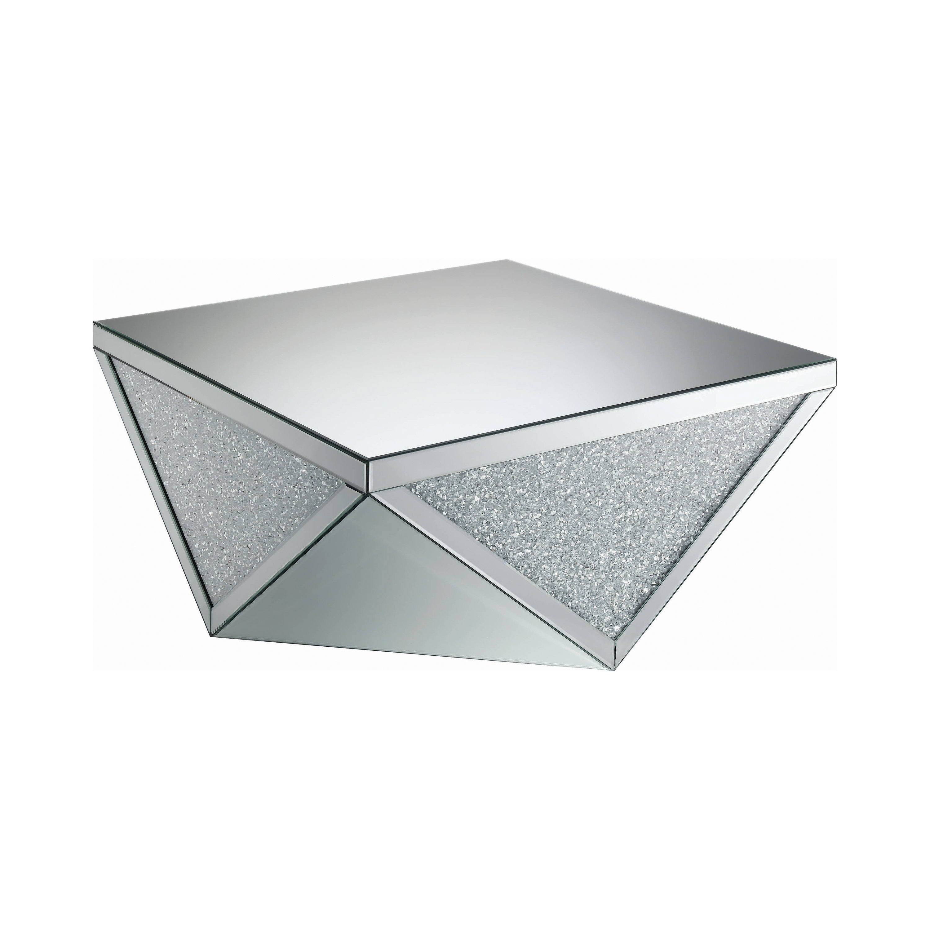 Everly Quinn Gunilla Silver Square Coffee Table with Triangle Detailing ...