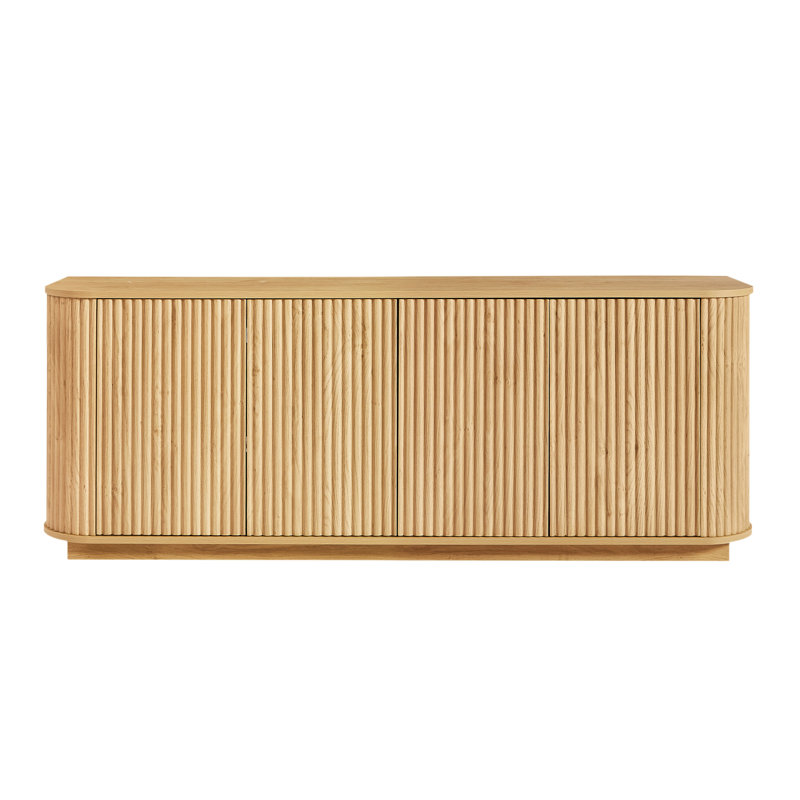 Sideboard Storage Cabinet TV Stand With Wave Pattern Buffet Cabinet Wooden Vertical Striped Cabinet For Kitchen/Bedroom/Entryway, 64''W X 15''D X 24''H.