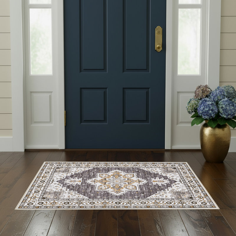 Laura Ashley Florence Imagine Printed Chenille Machine Washable 2-Piece Rug Set, 2'2" x 5' and 2'2" × 3'9", Taupe