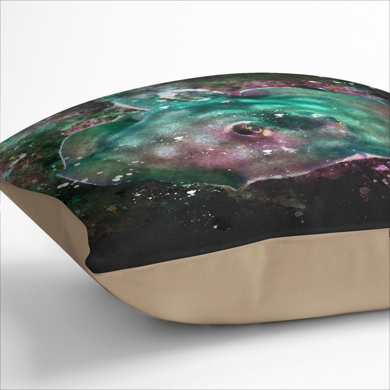 Sting Ray Square Throw Cushion, 40cm H x 40cm W x 15cm D, Stone