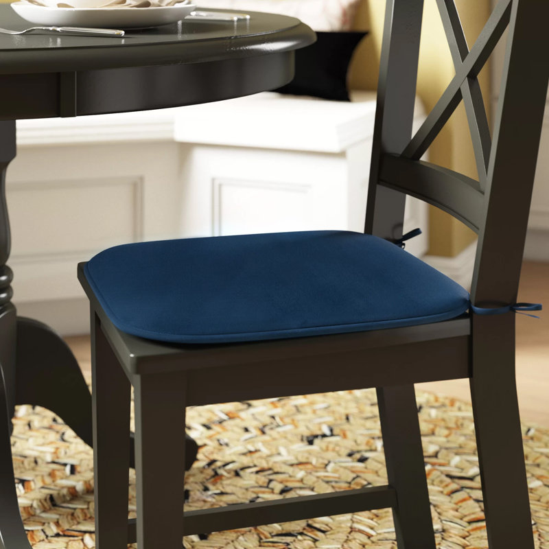 Coussin de chaise en mousse à mémoire de forme - Coussin de chaise en peluche carrée avec attaches et envers à pois en PVC d'intérieur / d'extérieur
