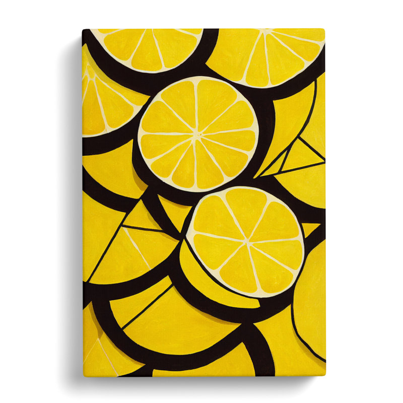 Sliced Lemon Fruit Suprematism - Wrapped Canvas, 50cm H x 35cm W x 3cm D