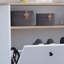 Range-chaussures polyvalent avec dessus, une tablette ouverte et deux tablettes extensibles pour un rangement organisé-1652729357