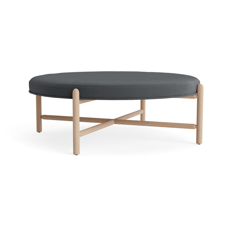 Vane 48" Round Ottoman, Charcoal, Oak
