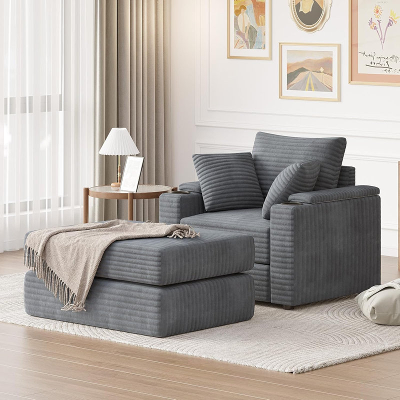 Upholstered Chaise Lounge, Grey
