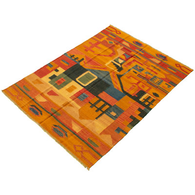One-of-a-Kind 6'1" X 8'3" New Age Wool Area Rug in Light Brown