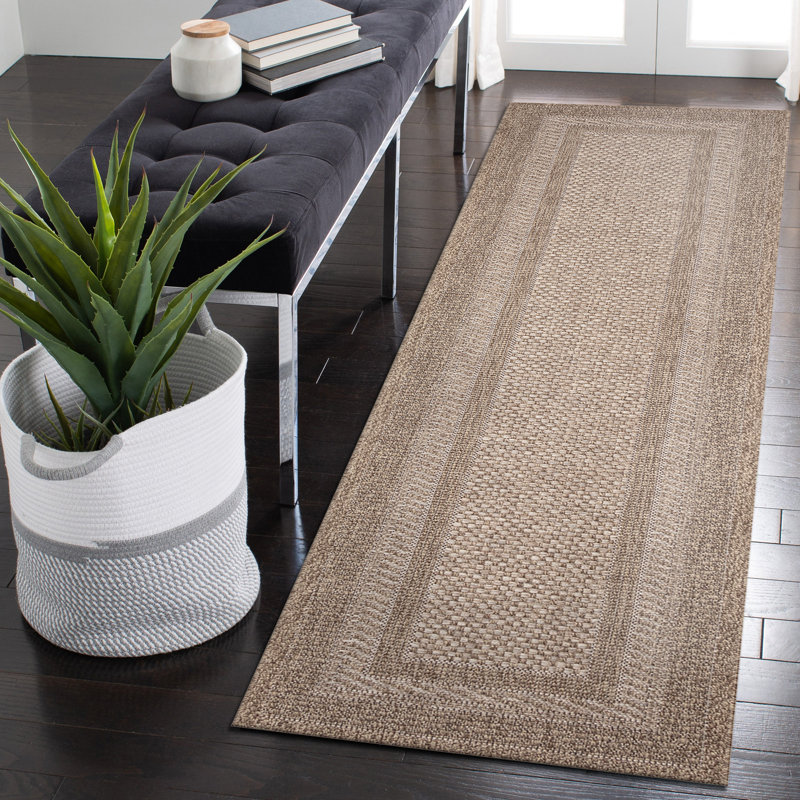 Goldye Machine Woven Polypropylene Indoor / Outdoor Area Rug in Sand/Beige, Runner 1'11" W x 7'6" L