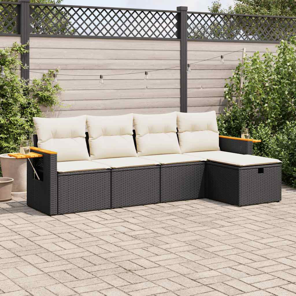 Vidaxl 5-Tlg. Garten-Sofagarnitur Mit Kissen Beige Poly Rattan