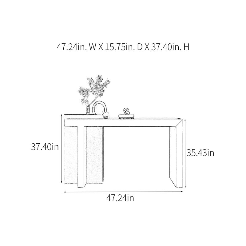 Console Modern Minimalist Art Design, H 37,4 po x l 47,24 po x P 15,75 po, Noir / blanc