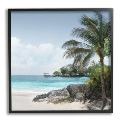«Bb-345», paysage de paradis tropical encadré sur bois par Mike Calascibetta