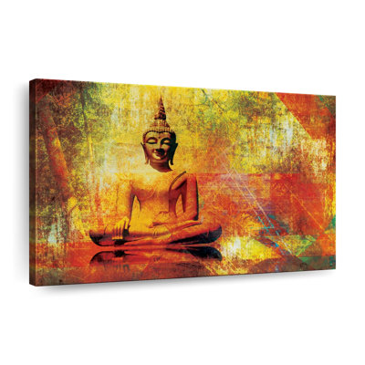 Bouddha assis grunge sur toile