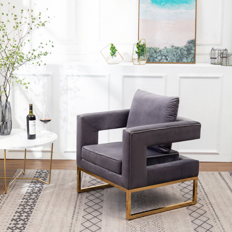 Fauteuil d'appoint rembourré Lenola, Gris