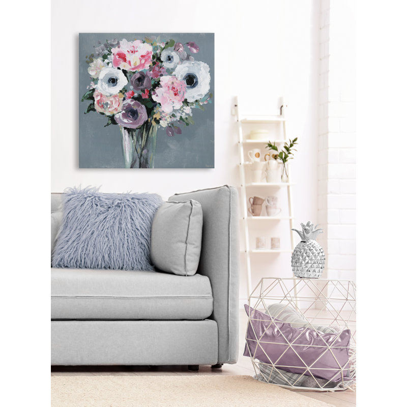 Classic Flower Arrangement by Parvez Taj - Wrapped Canvas Painting, 20 cm H x 20 cm W