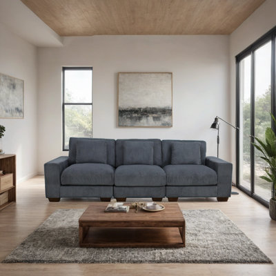 Kaci 98" Wide 3-Piece Premium Corduroy Living Room Modular Sofa