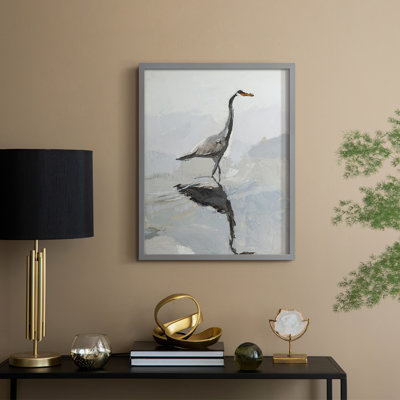 Heron Framed Print - Solid Wood