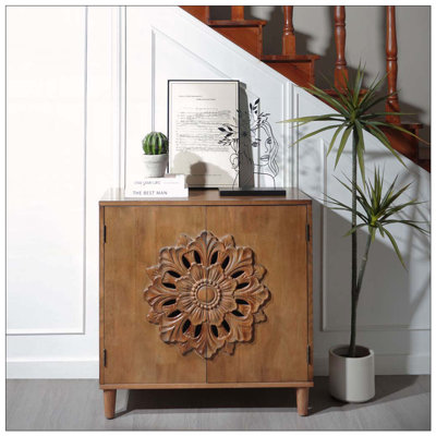 Carved Wooden 2-Door Cabinet