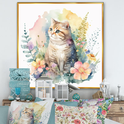 Little Kitten Surrounded By Colorful Flowers I " Little Kitten Surrounded By Colorful Flowers I "