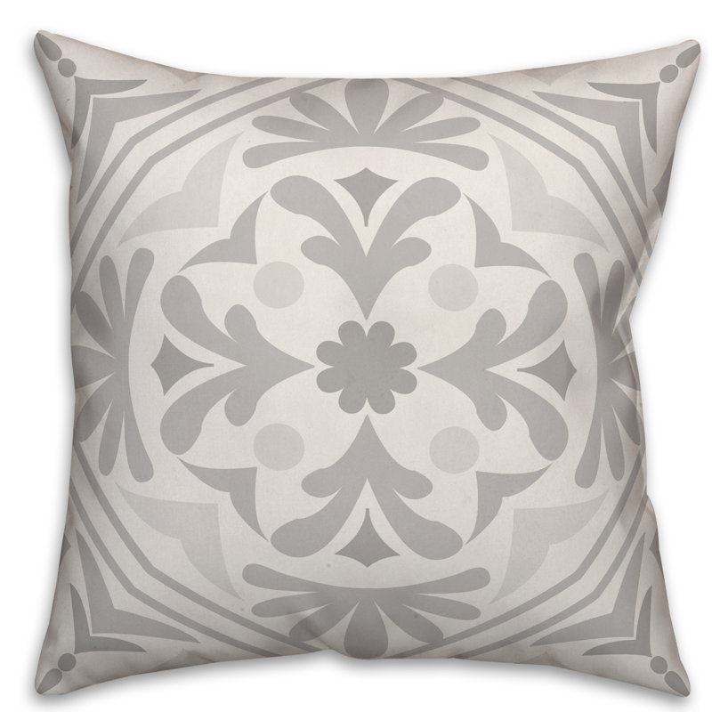 Geometric Pillow Cover, 20" x 20", Gray, Polyester/Polyfill
