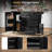 54.5" Farmhouse Kitchen Island With Drop Leaf, Built-In Power Outlet, Sliding Barn Doors With Internal Storage Racks, Spice Rack, Rolling Kitchen Cart On Wheels-2145548539