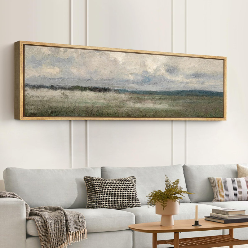 Art moderne moderne sous un ciel nuageux, H 20 po x l 60 po, Naturel