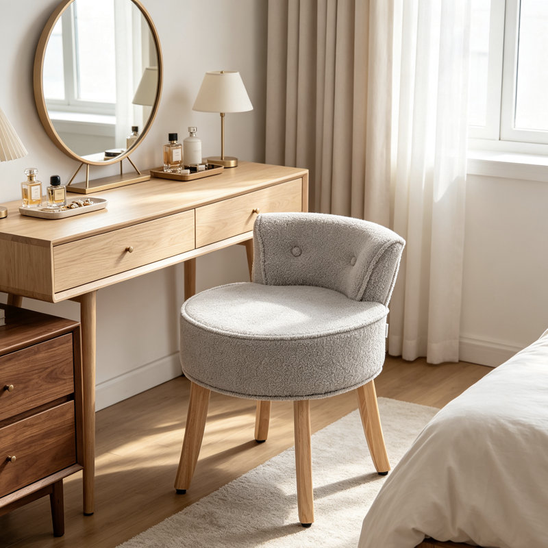 Plywood Accent Stool, Grey, Teddy