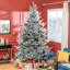 Arbre de Noël artificiel 9 pi 9 pi, arbre de Noël à charnière floqué avec pointes 1939, base en acier