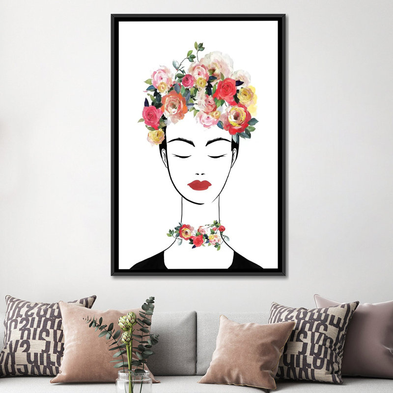 «Flower Crown Frida II» par Isabelle Z - impression d'art graphique, Aucun mat, H 60 po x l 40po x P 1,5 po