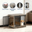 Mobilier de cage pour chien, chenil en bois pour chien 32 po avec double porte de grange, table de bout robuste pour cage d'intérieur pour petits chiens de taille moyenne