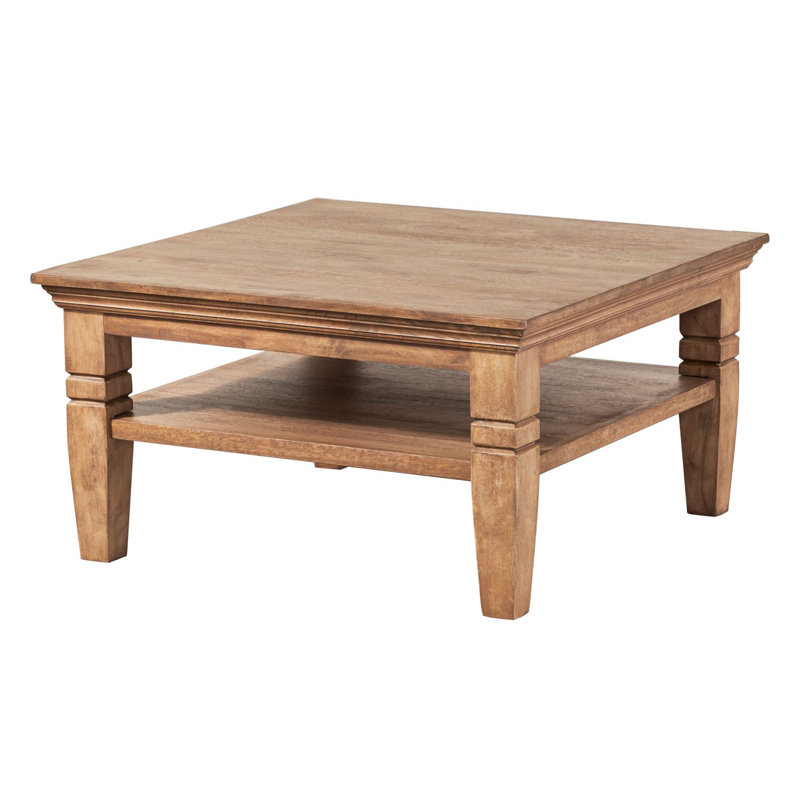 Toulouse Four Leg Coffee Table with Storage, Beige Oiled