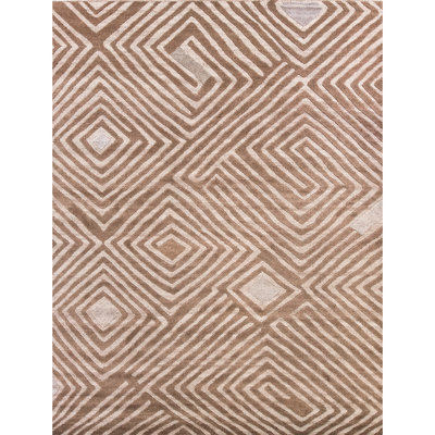 Hand Knotted Geometric Area Rug in Charcoal