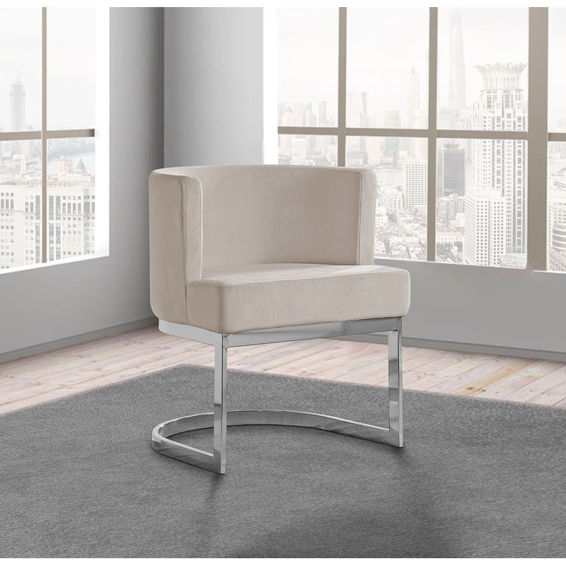 Chaise d'appoint en velours Dmitri, Crème, crème, Argent