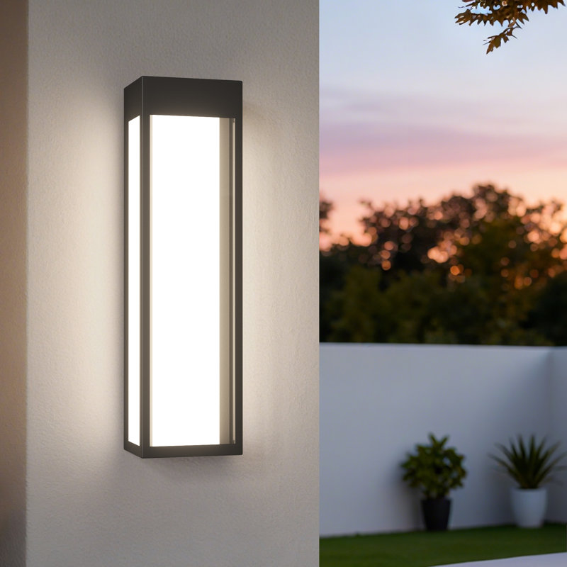 1 - Light 19.6''H Dimmable Led Black Iron Outdoor Wall Light, Matte Black