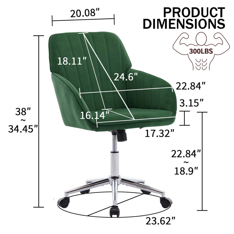 Chaise de bureau ergonomique réglable, Argent argent, Vert
