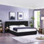 Très grand lit plateforme tapissier hydraulique en velours avec 2 tablettes, 2 lampes de lecture et port USB, noir-701361893
