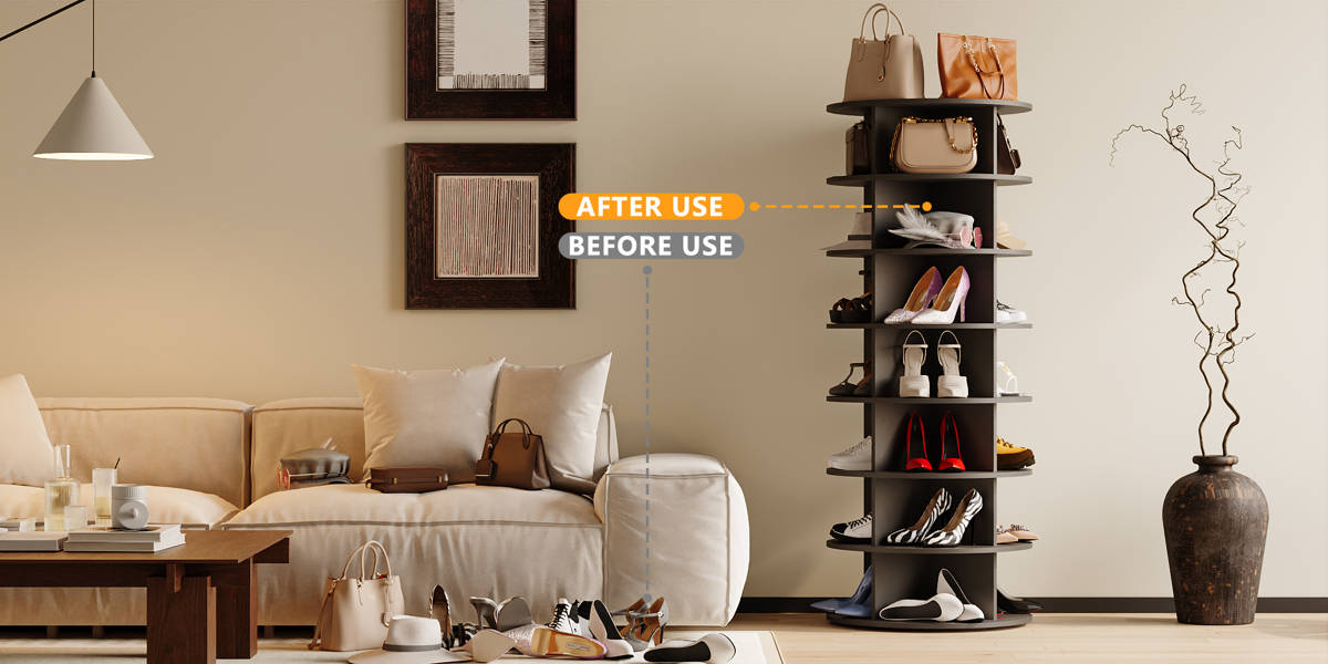 7 Tier Rotating Shoe Rack Tower