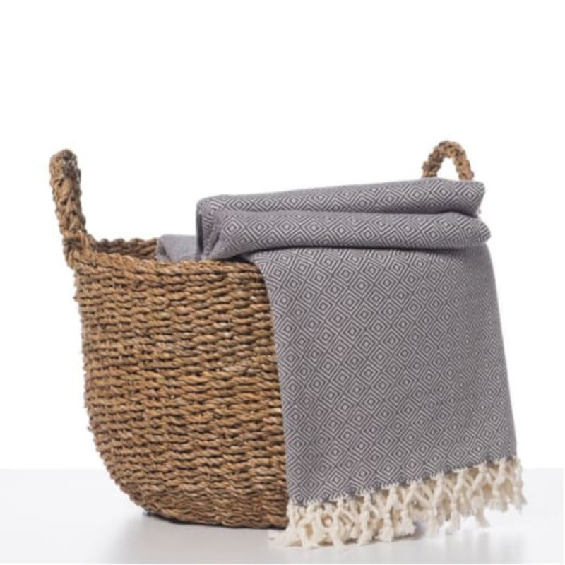 Jeté en coton Elmas, Gris foncé