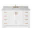 Ensemble de meuble-lavabo simple 55 po en bois massif blanc avec plateau en marbre de Carrare 1,5 po Freitas-1446251536-1413195297