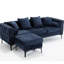 Canapé modulaire en L avec chenille, accoudoir carré, rangement en chenille bleu 3 places-757067476