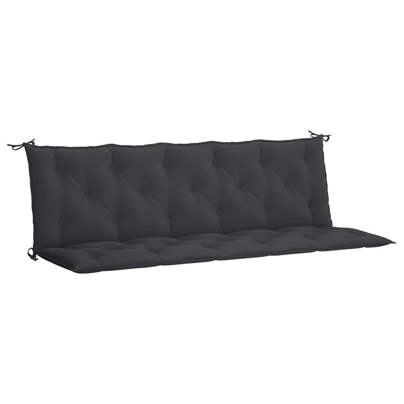 Garden Bench Cushion Set of 2 Black Oxford Fabric 100 Percent Polyester Patio Seating Pads, Fabric - Black