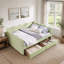 Lit de jour en vichy douillet avec deux tiroirs de rangement, port USB et conception adorable en forme de vague, tissu en lin-151254901