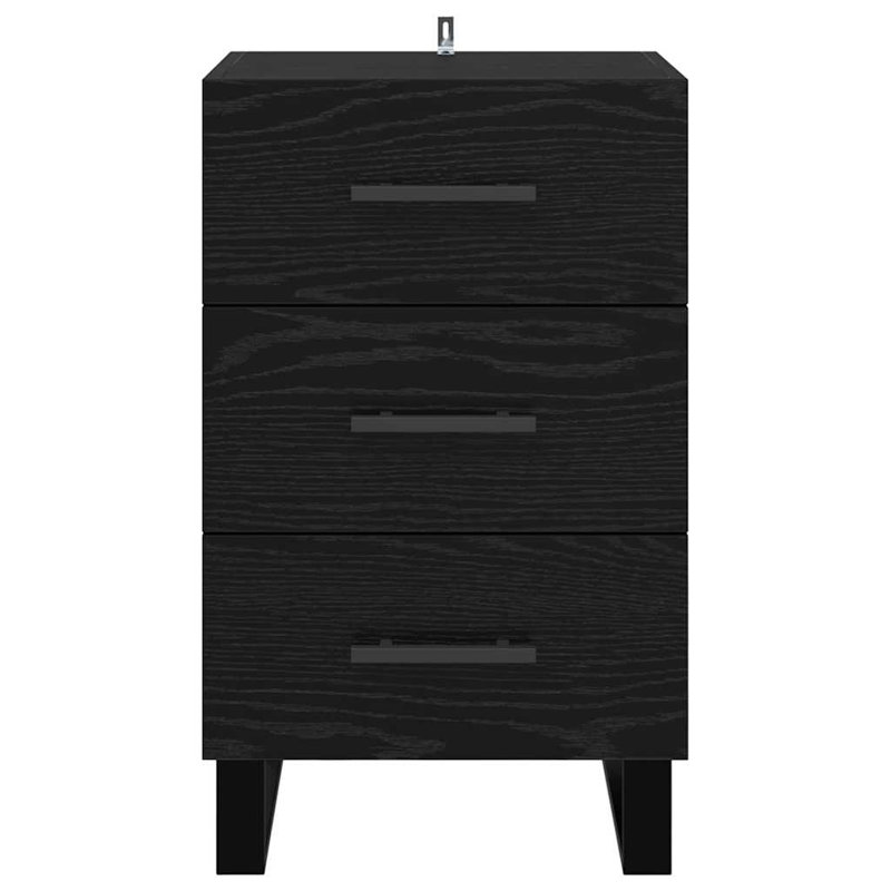 40cm W Manufactured Wood Bedside Table, Black Oak