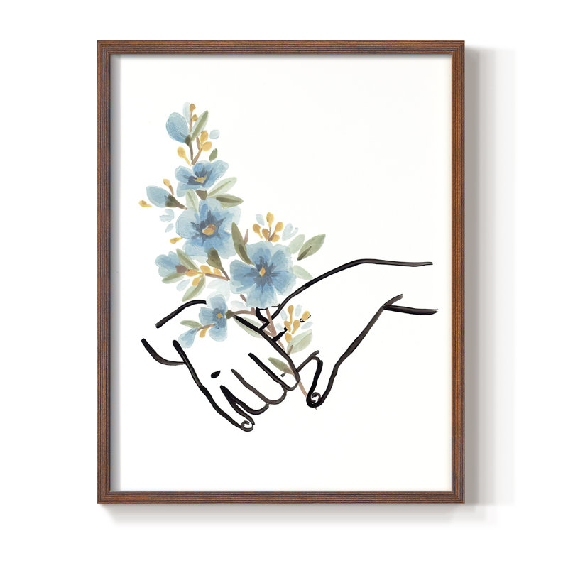 «HandsAndFlowersI», reproduction encadrée - bois massif, Noyer, H 30 po x l 24 po