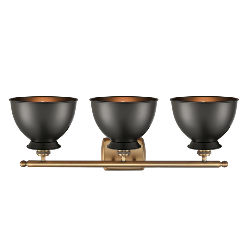 Éclairage pour meuble-lavabo à intensité variable 3 lumières Erastus, Ampoule incandescente rétro de 60 watts, Noir mat