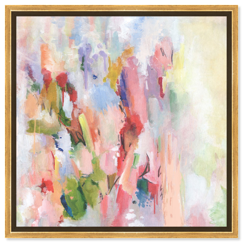 Beauté florale abstraite - impression sur toile, Toile avec cadre flottant, H 25,5 po x l 25,5 po, Doré