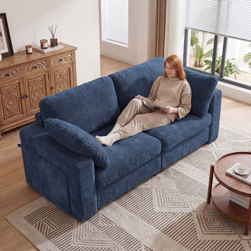 Canapé 102 po 2 places 102 po, H 36,6 po x l 102 po x P 34,2 po, Bleu