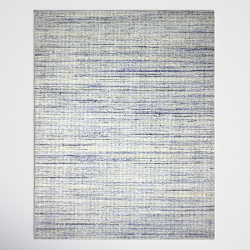 Thebes Handmade Hand Loomed Wool Ivory/Blue Rug, Rectangle  7'6" x 9'6"