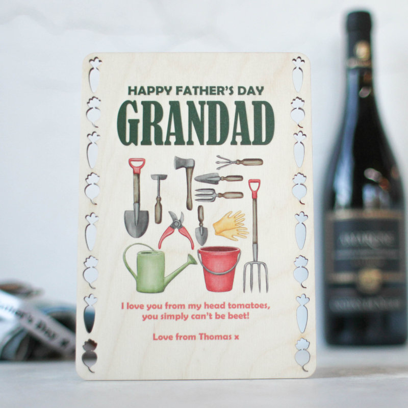 Judeen Personalised Fathers Day Card In Wood, Gardening, Yes