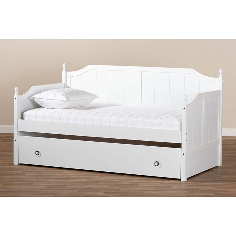 Lit de jour simple en bois massif avec couchette Rupp, Blanc