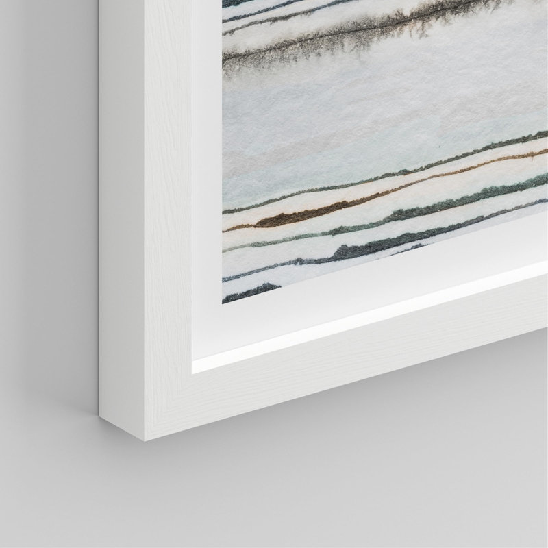 " Blue Pastel Paint Stroke Landscapes " 4 - Pieces, White, 14" H x 11" W