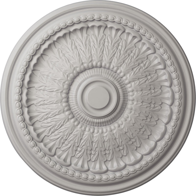 Médaillon de plafond Endurathane d'Athènes, diamètre extérieur de 26 1/4 po x P 3 1/4 po (convient aux auvents jusqu'à 3 5/8 po), finition craquelée en pierre de château peinte à la main